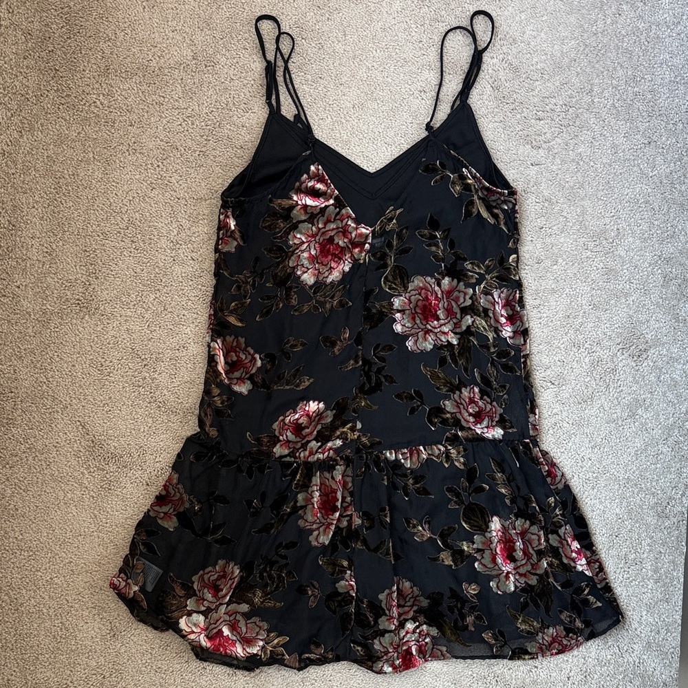American Eagle Velvet Embossed Slip Dress